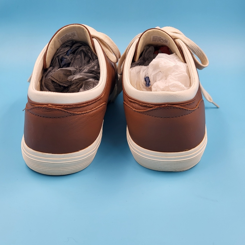 Mens Polo Ralph Lauren Tan Leather Faxon Low Top Boat Shoes Sneakers EUC sz 14 D - Picture 4 of 14
